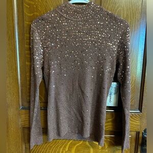 Designers Originals Brown Sequin Knit Sweater